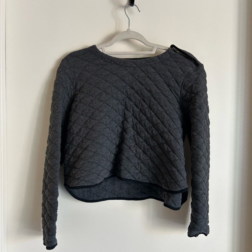 Madwell Quilted Grey Cropped Sweater